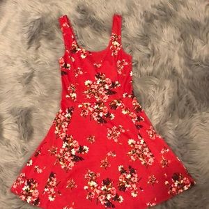 Red dress with Japanese flowers
